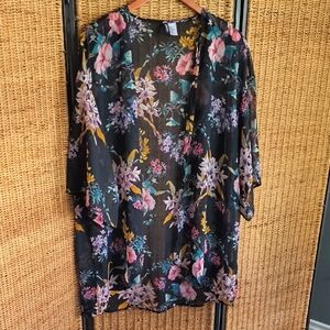 Sheer Floral Kimono M